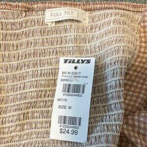 Full Tilt Beige and White Plaid Top